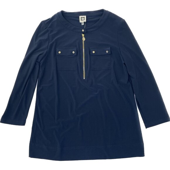 ANNE KLEIN top tunic  Pocket Long SLEEVE Zipper nwt small - Picture 5 of 8